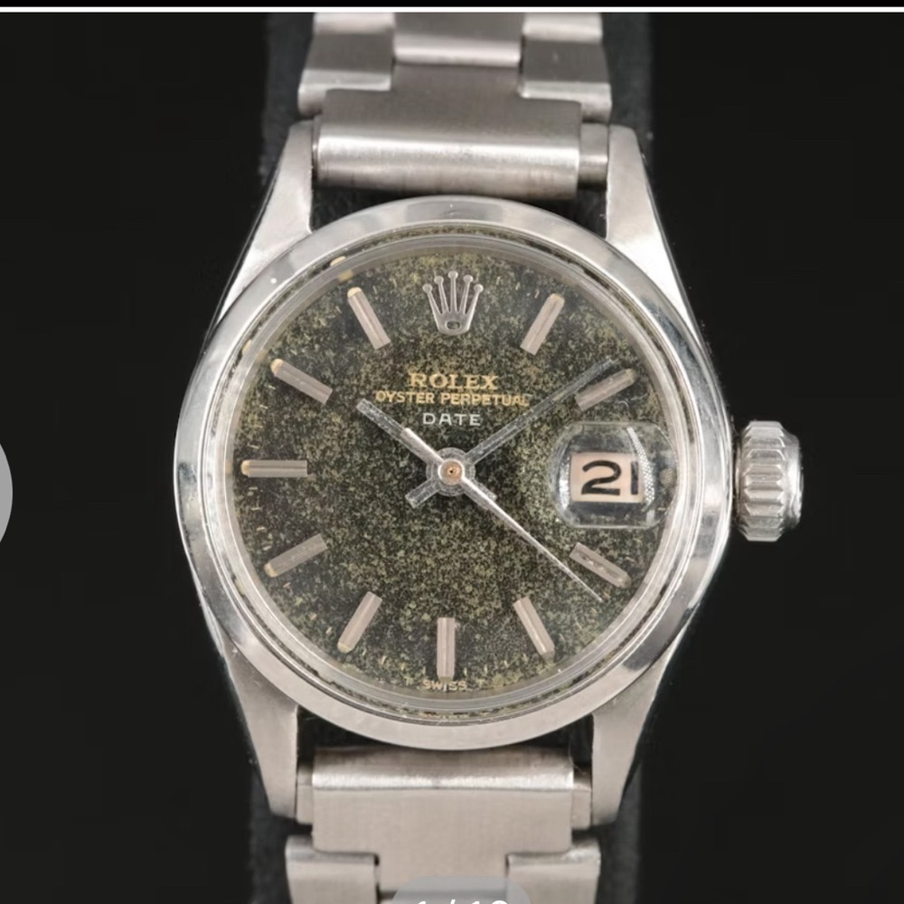 Rolex Women's Watch - Silver and Green. Vintage 1968 model